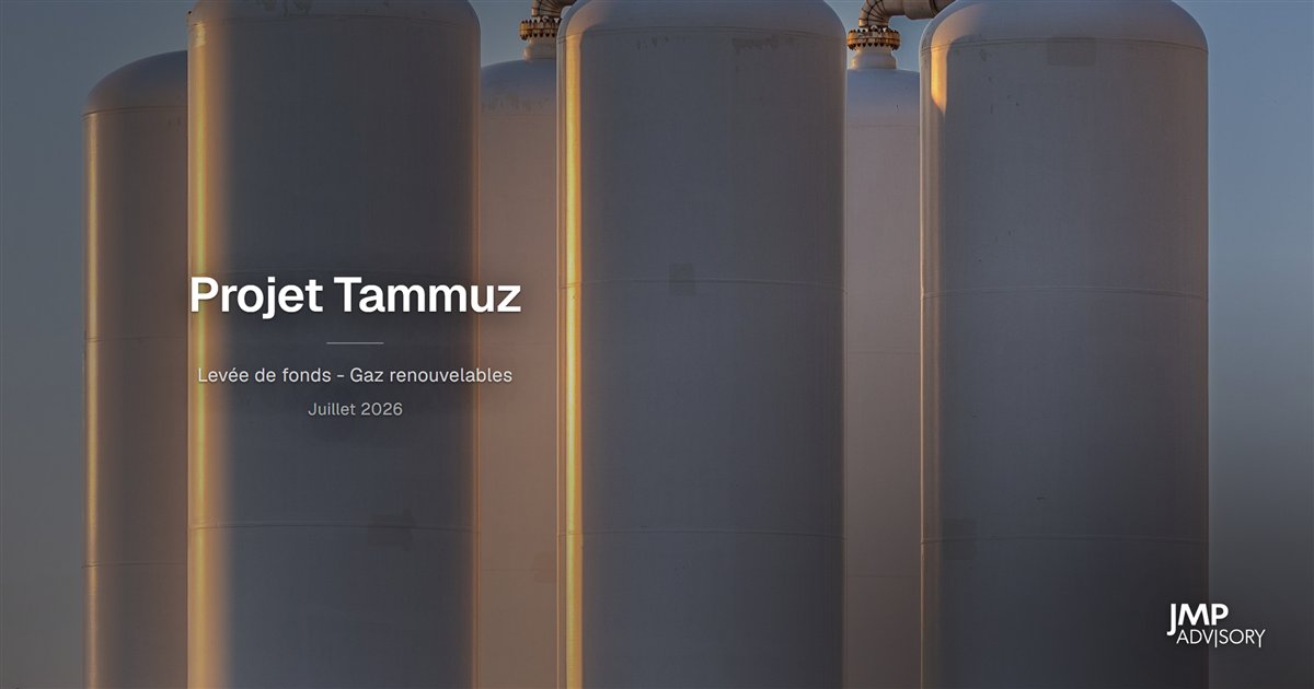 Projet Tammuz - levée de fonds dans les gaz renouvelables