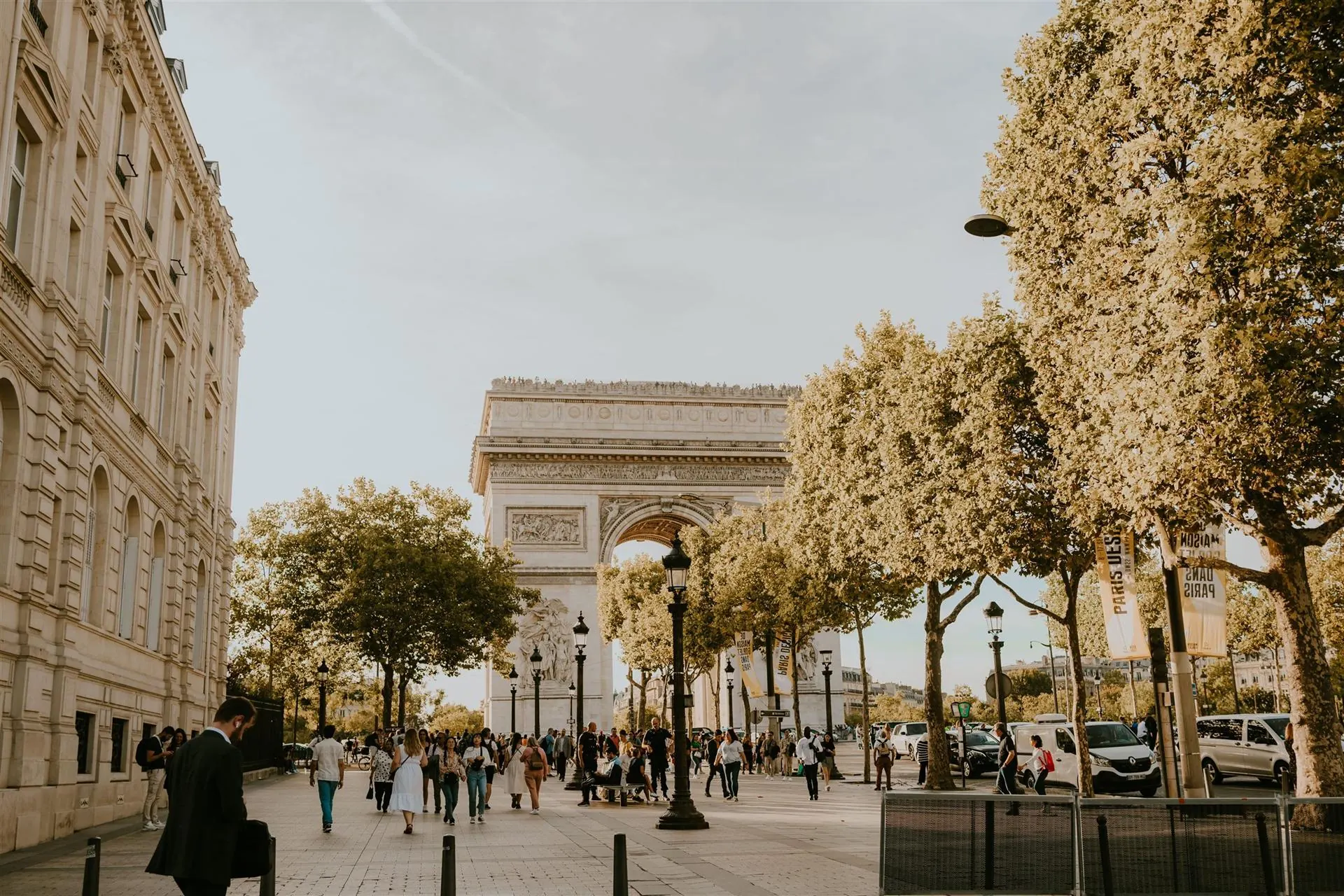 The Arc de Triomphe seen from the Champs-Élysées, Paris