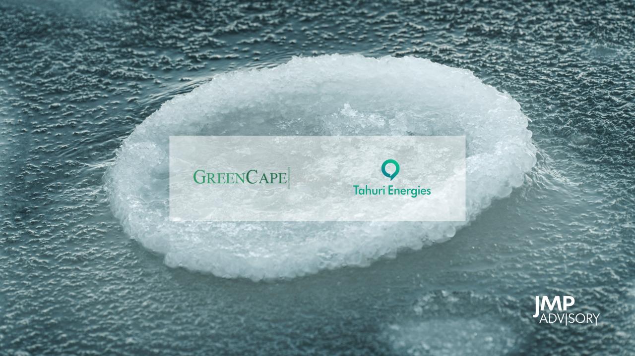 Visuel d’annonce - levée de fonds menée par Green Cape Partners et Tahuri Energies